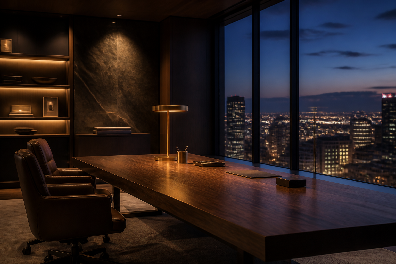 Meeting room at dusk